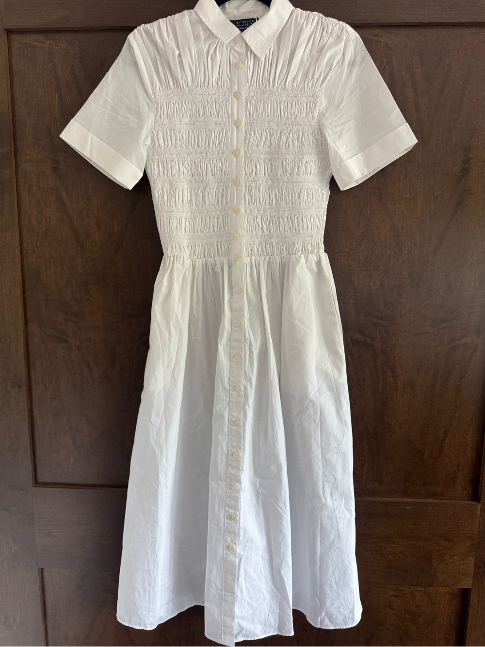 NWT J Crew Elsie Poplin Smocked Shirt Dress XS